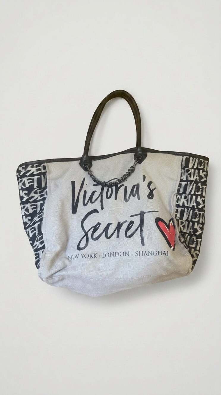 Victoria's Secret Canvas Weekender Carryall Tote Bag New York London Shanghai